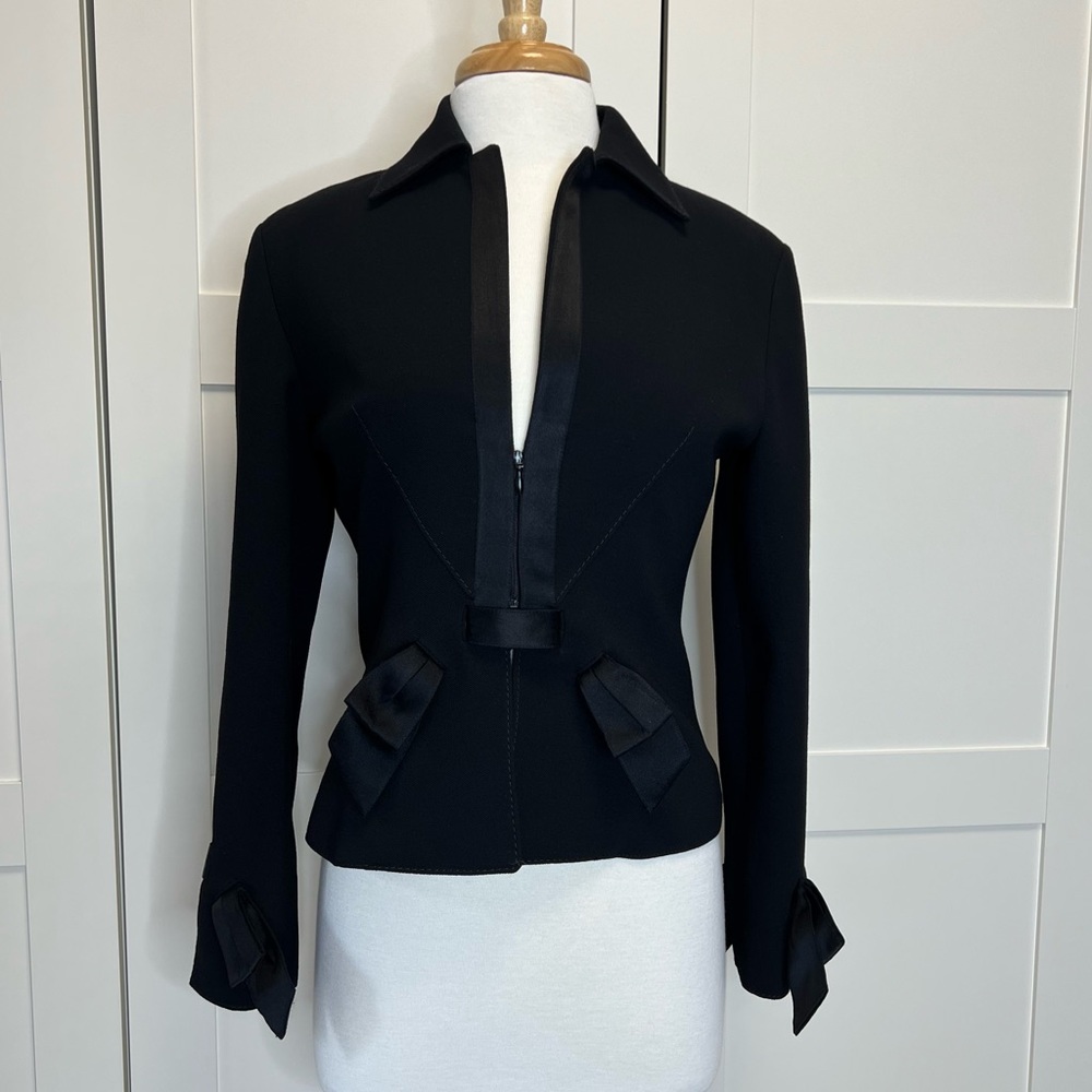 Valentino 1990s Vintage Black Jacket Blazer Bow Tuxedo Styled Small